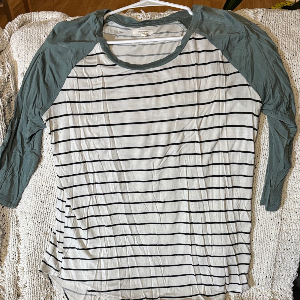 Maurices Teal and Black Striped Long Sleeve Top